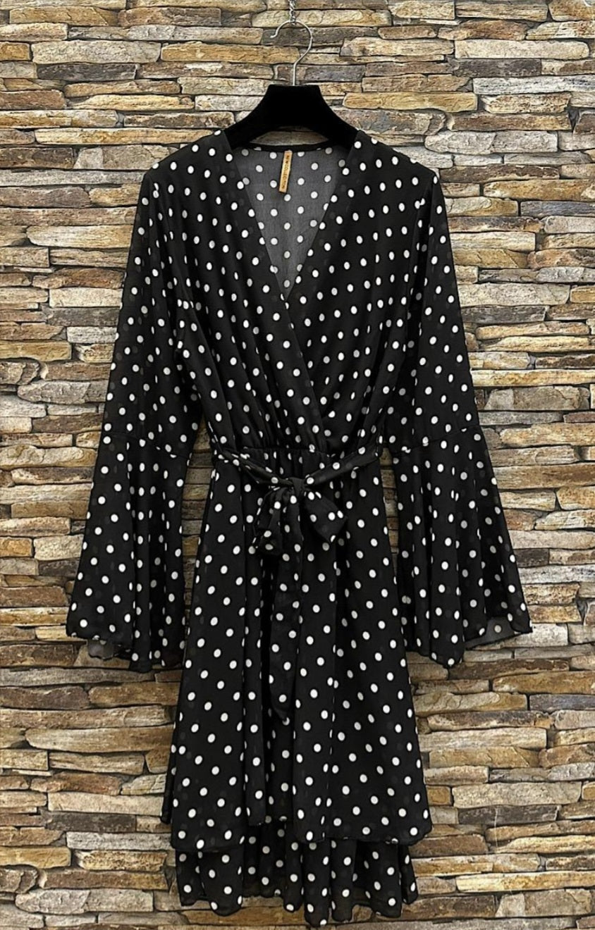 Robe Rosy courte à pois en mousseline