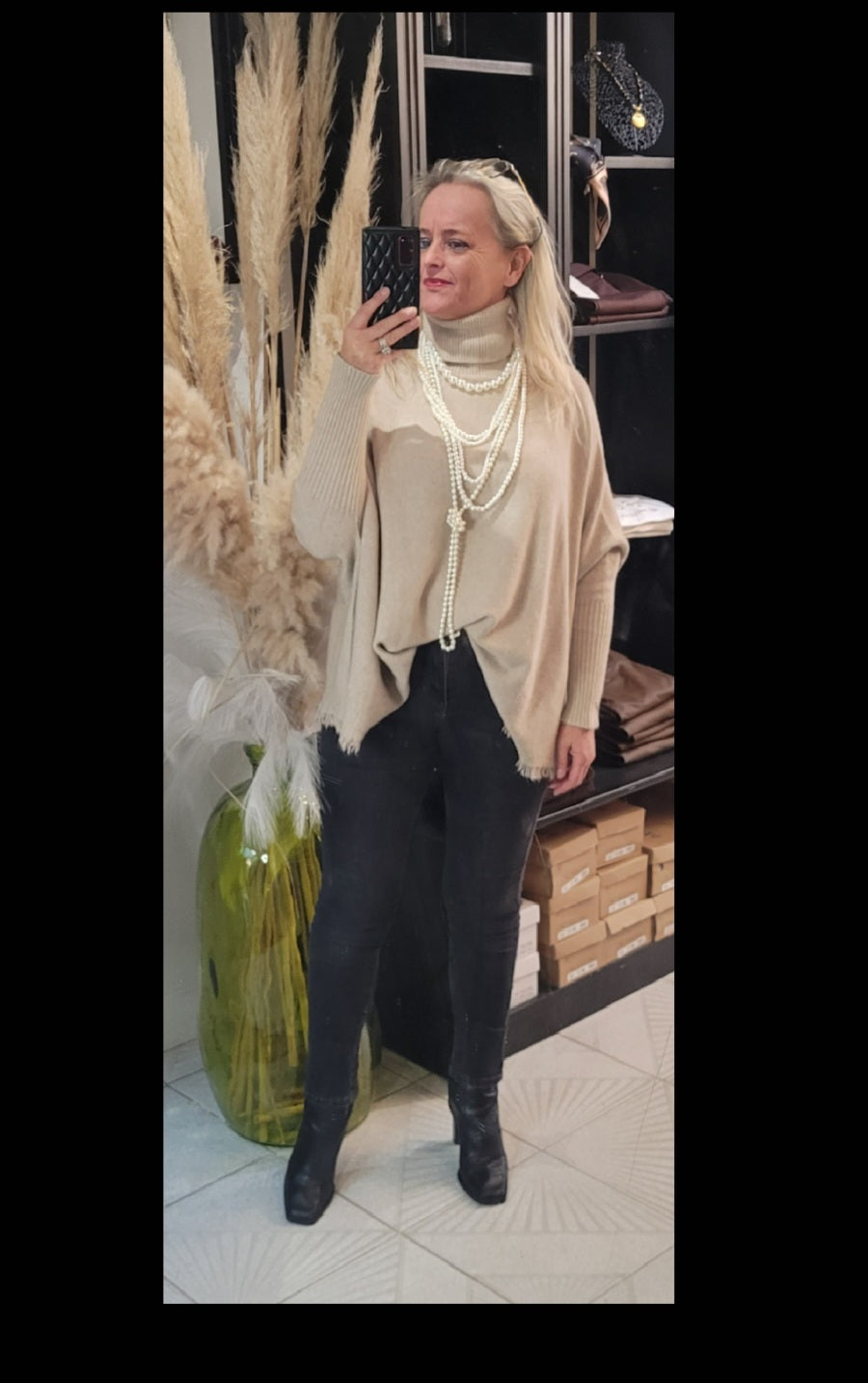 Pull Clémentine Col Roulé à Franges